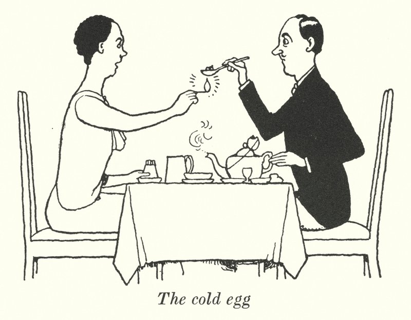 Kylmä muna (litho) tekijältä William Heath Robinson