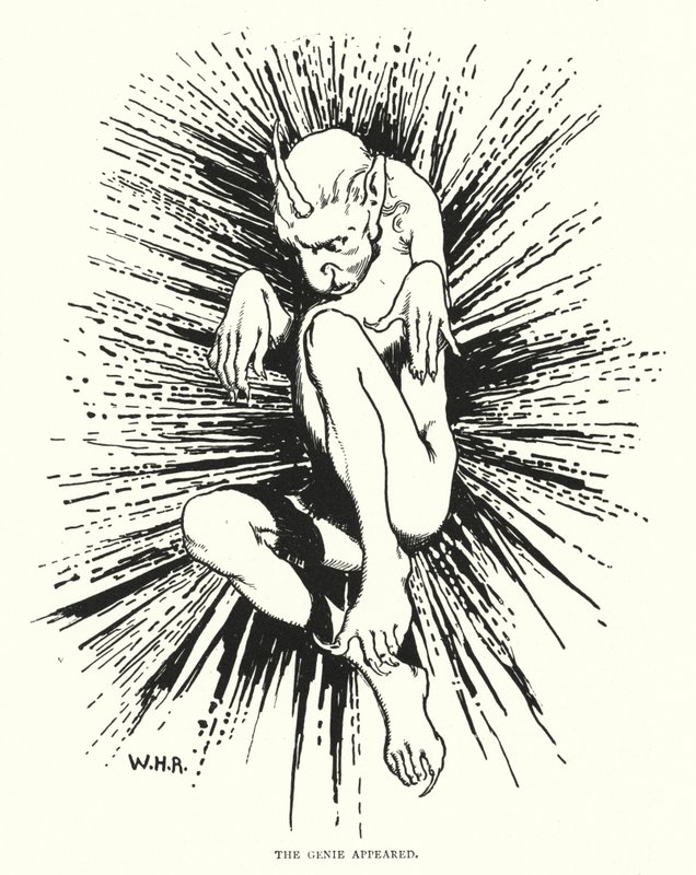 Genie ilmestyi (kaiverrus) tekijältä William Heath Robinson