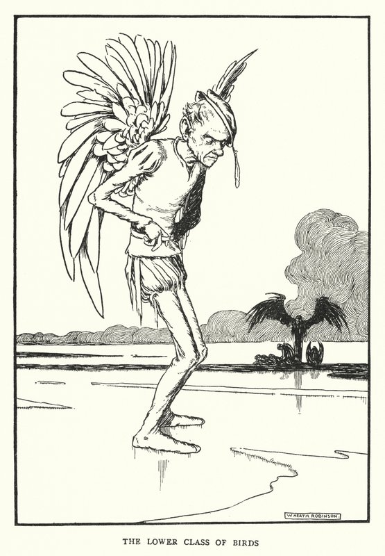 Lintujen alempi luokka (litho) tekijältä William Heath Robinson