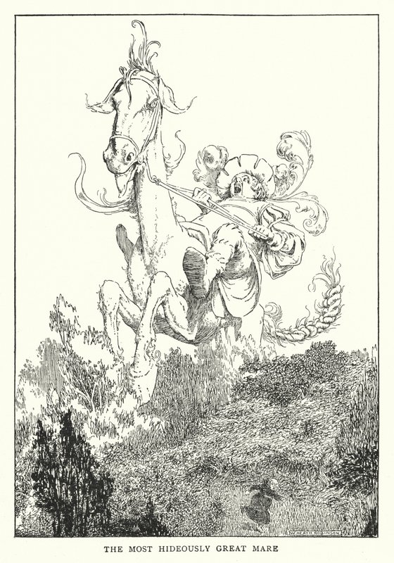 Ärsyttävin suuri tamma (litho) tekijältä William Heath Robinson