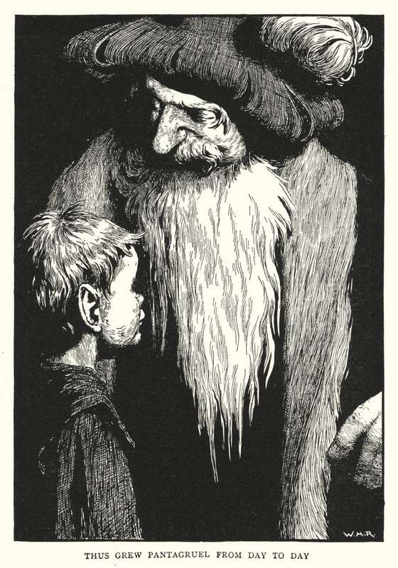 Näin Pantagruel kasvoi päivästä toiseen (litho) tekijältä William Heath Robinson