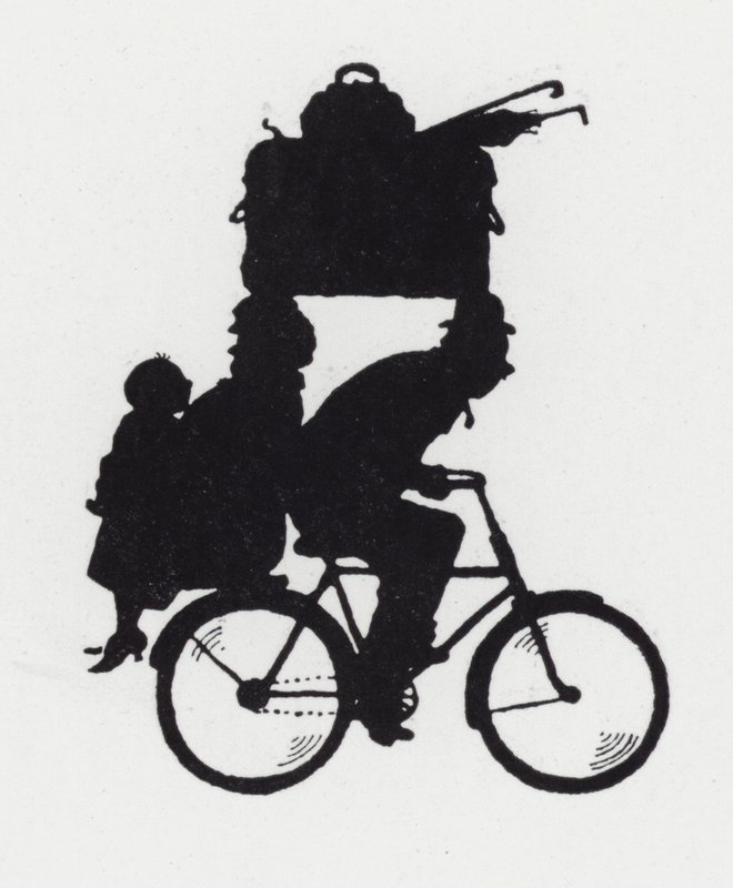 Retki perheen kanssa polkupyörällä (litho) tekijältä William Heath Robinson
