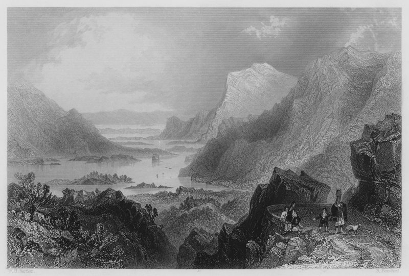 Killarneyn lähestyminen Kenmare Roadilta (kaiverrus) tekijältä William Henry (after) Bartlett