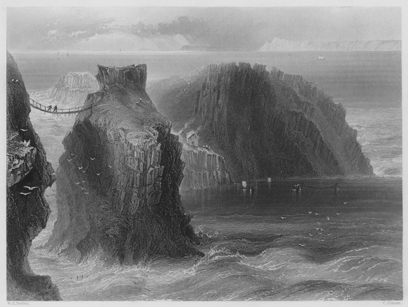 Carrick a Rede, Antrimin kreivikunta (kaiverrus) tekijältä William Henry (after) Bartlett
