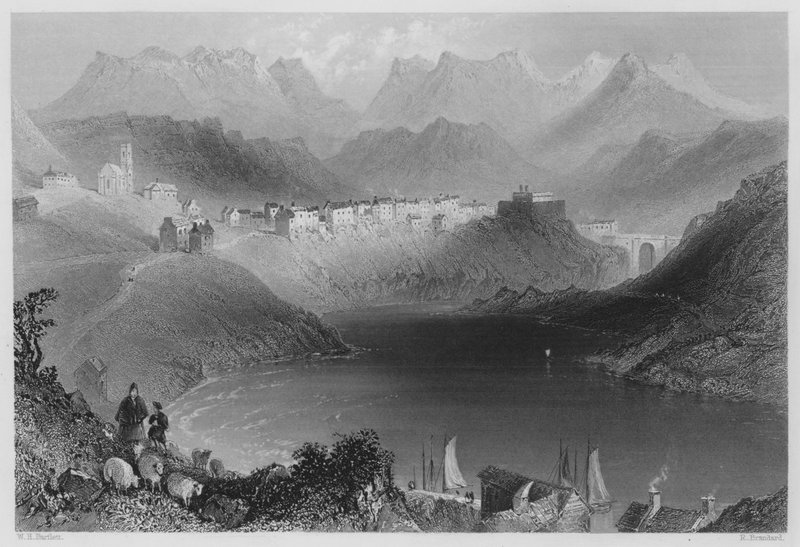Clifden, Connemara (kaiverrus) tekijältä William Henry (after) Bartlett