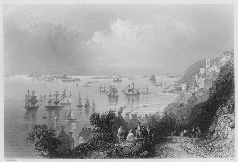 Cove Harbour, Queenstown Harbor (kaiverrus) tekijältä William Henry (after) Bartlett