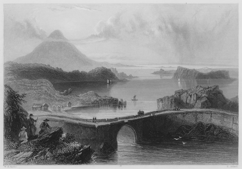 Pontoonisilta, Lough Conn (kaiverrus) tekijältä William Henry (after) Bartlett