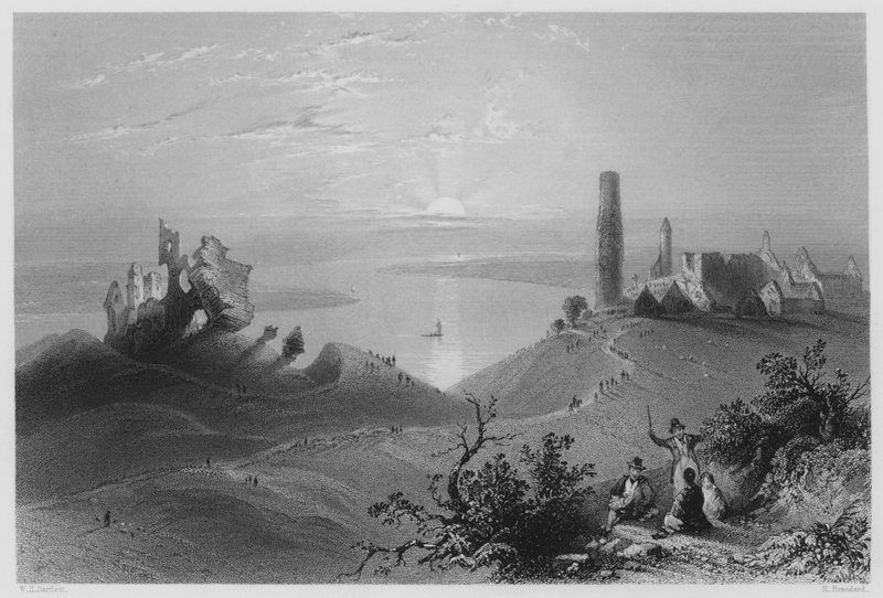 Set esglésies de Clonmacnoise, al Shannon (gravat) finlandès tekijältä William Henry (after) Bartlett