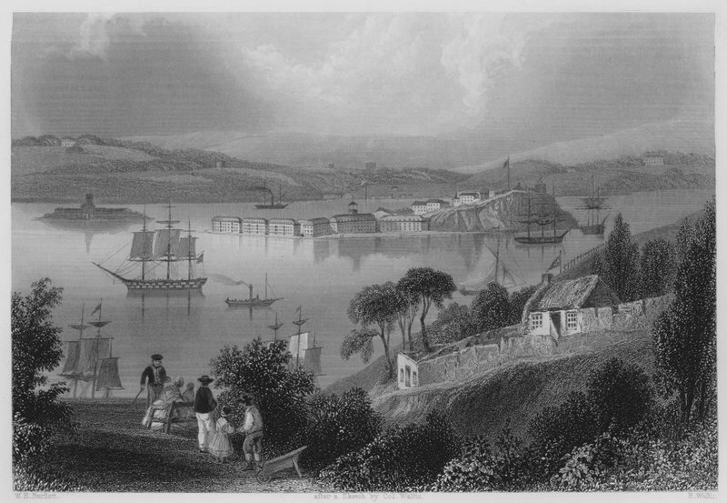The Cove of Cork, nykyinen Queenstown (kaiverrus) tekijältä William Henry (after) Bartlett