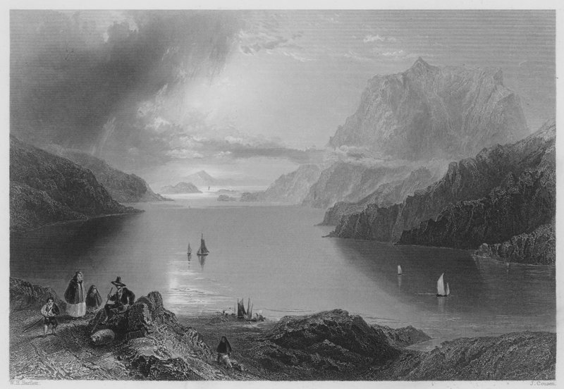 Eagle Mountain, Killeries, Connemara (kaiverrus) tekijältä William Henry (after) Bartlett