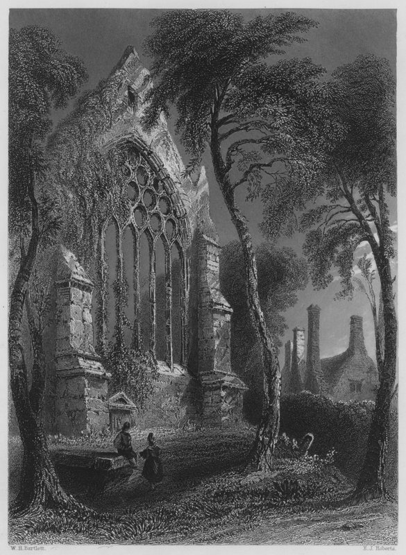 Youghall Abbey, la residència de Sir Walter Raleigh (gravat) finlandès tekijältä William Henry (after) Bartlett