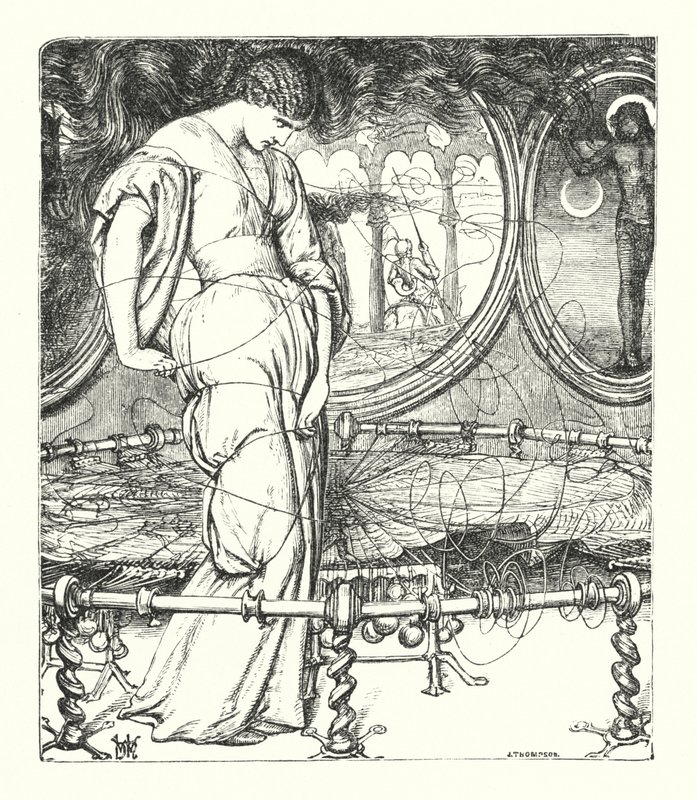The Lady of Shalott (kaiverrus) tekijältä William Henry (after) Hunt
