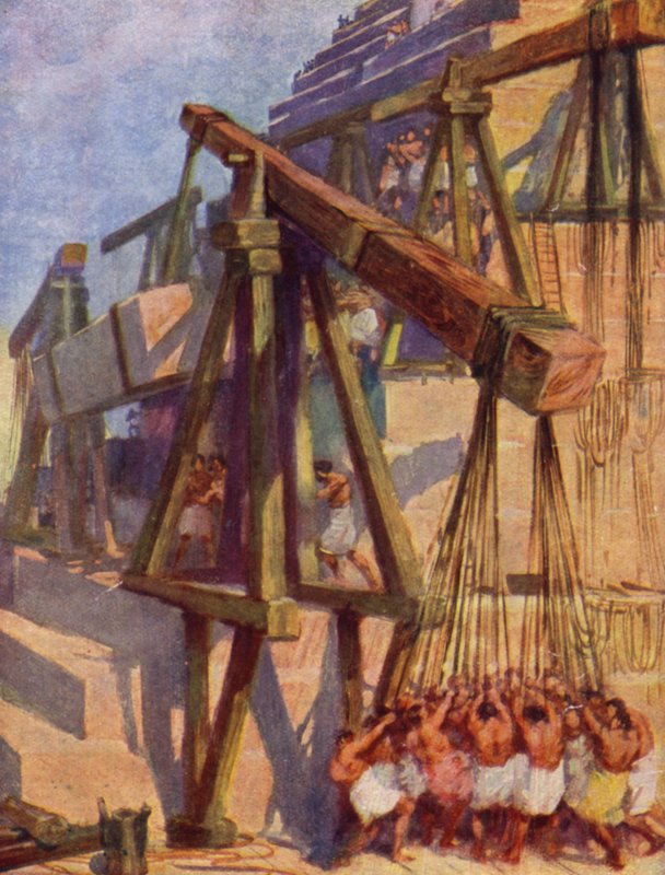 Pyramidien rakentaminen (väri litho) tekijältä William Henry (after) Margetson