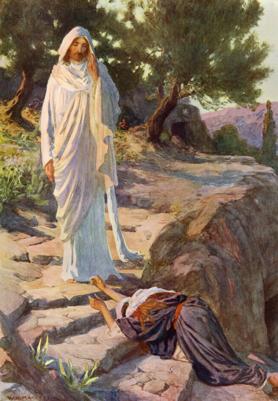 Herramme ensimmäinen esiintyminen ylösnousemuksensa jälkeen (väri litho) tekijältä William Henry (after) Margetson
