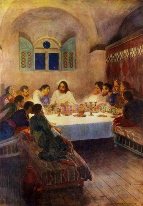 Viimeinen ehtoollinen (väri litho) tekijältä William Henry (after) Margetson