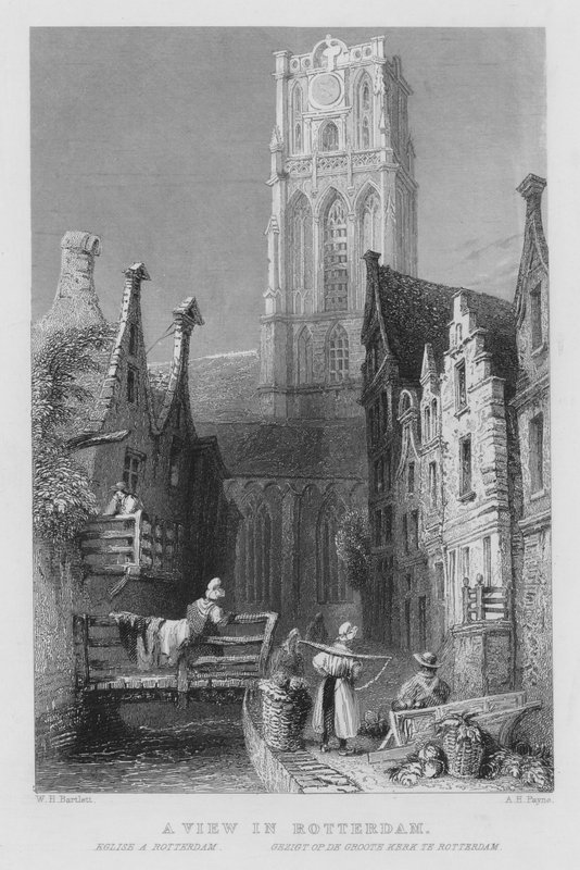 Näkymä Rotterdamissa (kaiverrus) tekijältä William Henry Bartlett