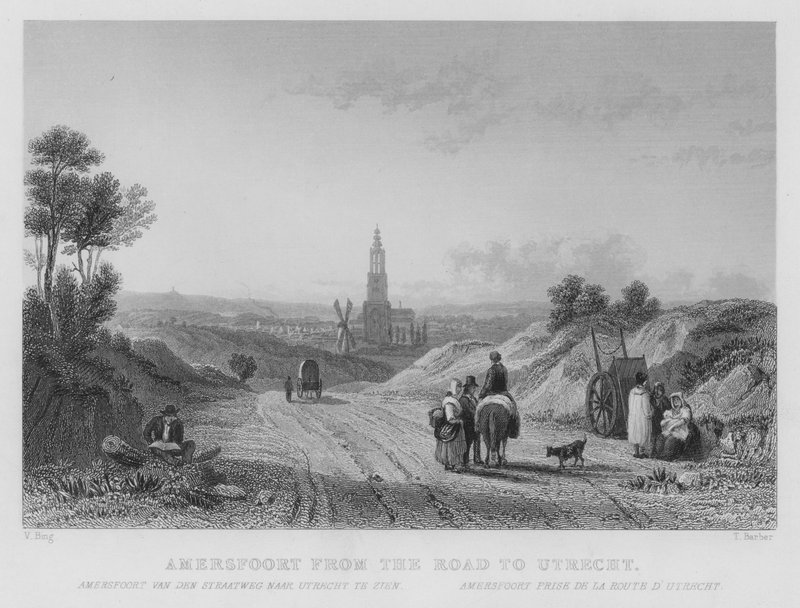 Amersfoort tieltä Utrechtiin (kaiverrus) tekijältä William Henry Bartlett