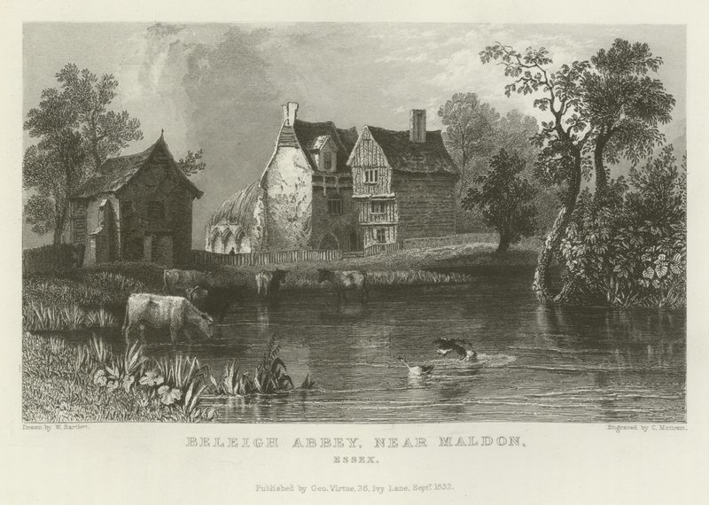 Beeleigh Abbey, lähellä Maldonia, Essexissä tekijältä William Henry Bartlett