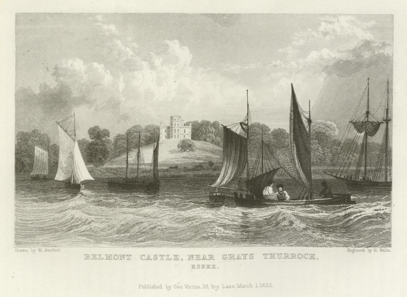 Belmontin linna, lähellä Grays Thurrockia, Essexissä tekijältä William Henry Bartlett