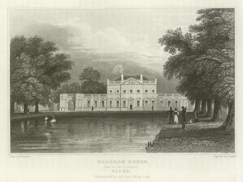 Boreham House, Sir J Tyrrellin kotipaikka, Essex tekijältä William Henry Bartlett