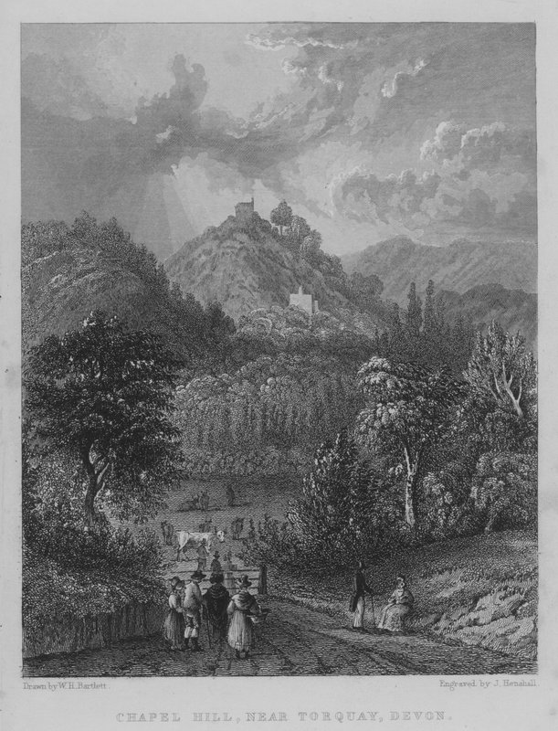 Chapel Hill, lähellä Torquayta, Devonissa (kaiverrus) tekijältä William Henry Bartlett