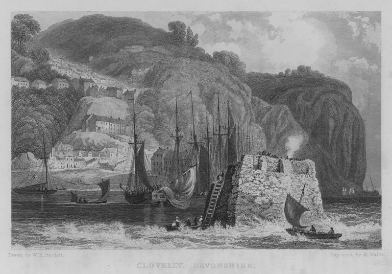 Clovelly, Devonshire (kaiverrus) tekijältä William Henry Bartlett