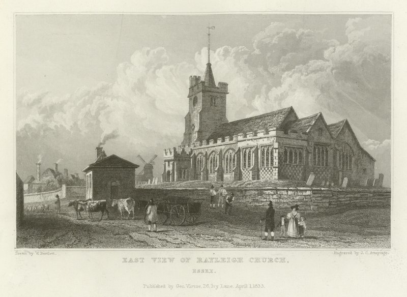 East View of Rayleigh Church, Essex tekijältä William Henry Bartlett
