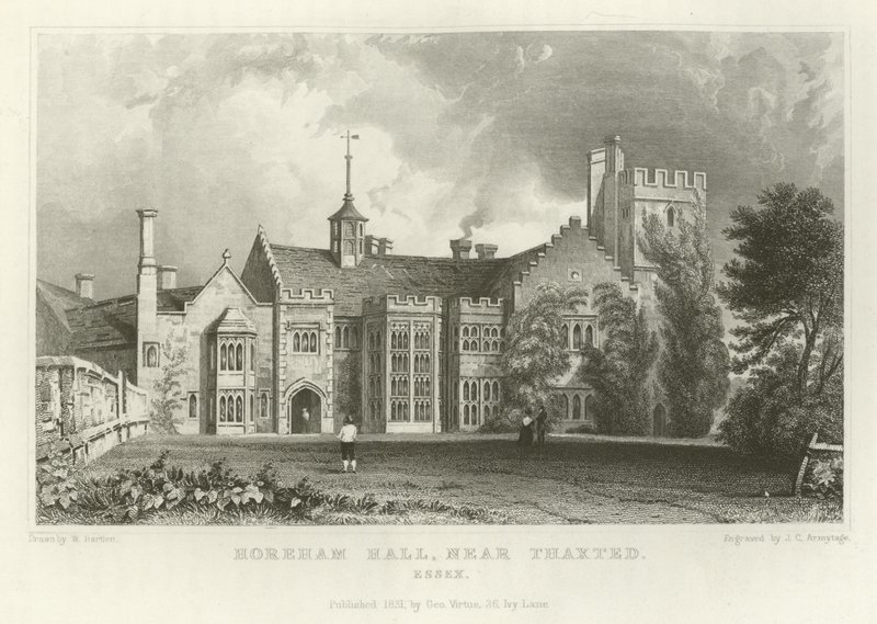 Horeham Hall, lähellä Thaxtedia Essexissä tekijältä William Henry Bartlett