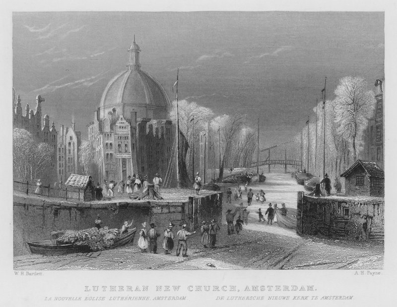 Luterilainen uusi kirkko, Amsterdam (kaiverrus) tekijältä William Henry Bartlett