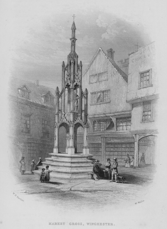 Market Cross, Winchester (kaiverrus) tekijältä William Henry Bartlett