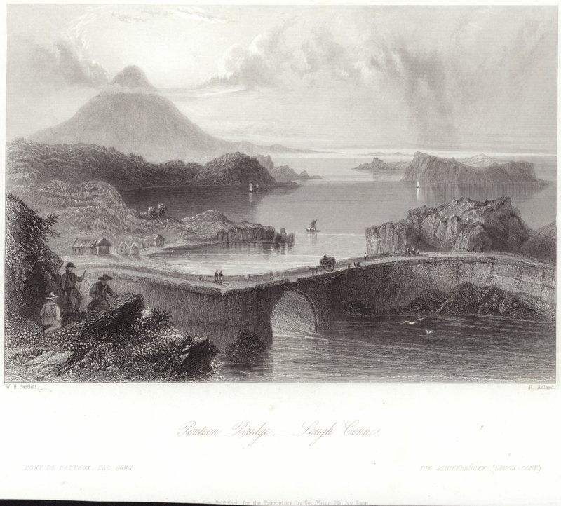 Ponttonisilta Lough Connissa tekijältä William Henry Bartlett