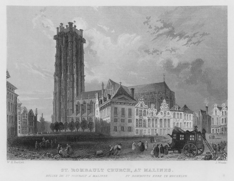 St Rombaultin kirkko, Malines (kaiverrus) tekijältä William Henry Bartlett