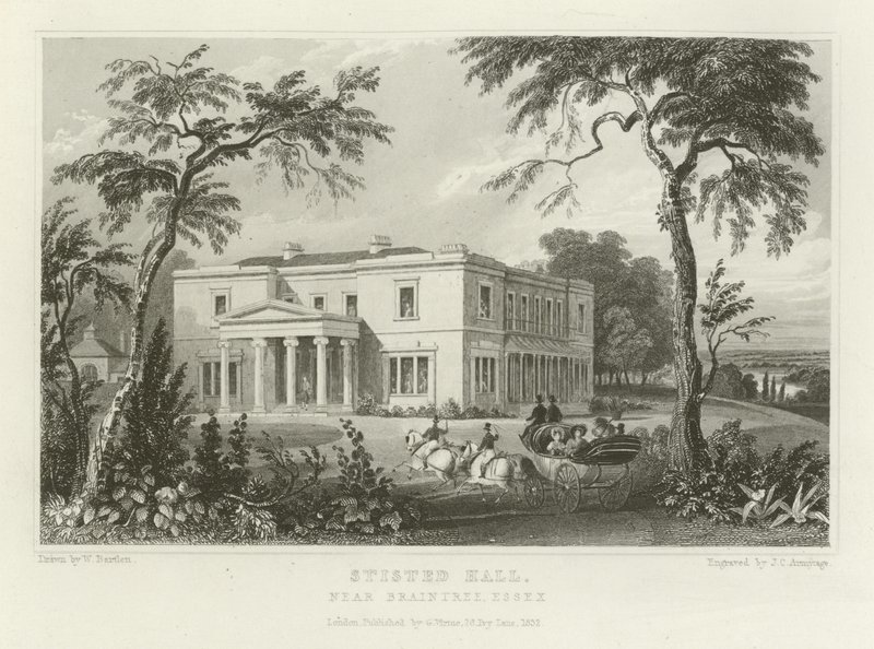Stisted Hall, lähellä Braintreeä, Essex tekijältä William Henry Bartlett