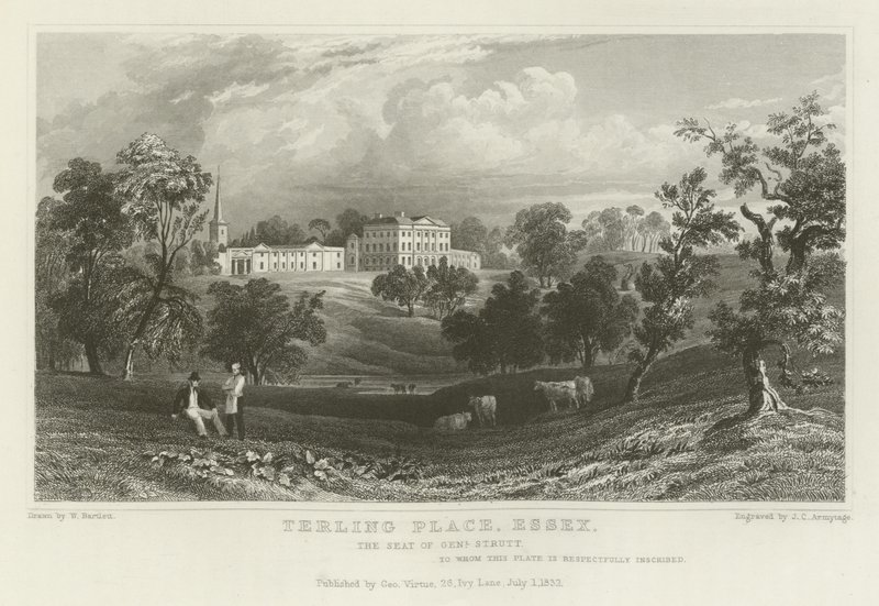 Terling Place, Essex, kenraali Strutin kotipaikka tekijältä William Henry Bartlett