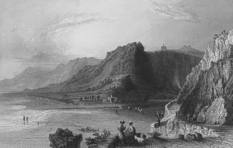 Nahr-el-Kelb eli Koiran joki, joka erottaa Jerusalemin ja Antiokian patriarkaatin tekijältä William Henry Bartlett