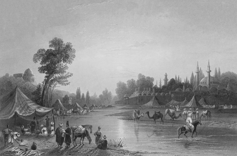 Barrada-joki, muinainen Pharpar, Damaskoksen joki tekijältä William Henry Bartlett