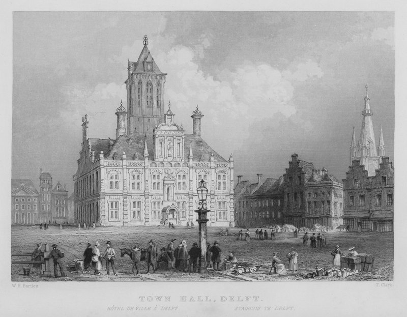 Kaupungintalo, Delft (kaiverrus) tekijältä William Henry Bartlett