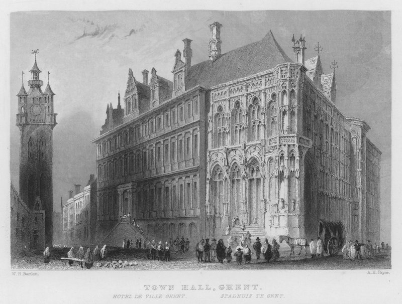 Kaupungintalo, Gent (kaiverrus) tekijältä William Henry Bartlett