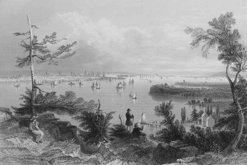 Näkymä New Yorkiin, Weehawkenilta (kaiverrus) tekijältä William Henry Bartlett
