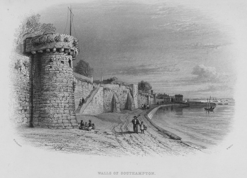 Southamptonin seinät (kaiverrus) tekijältä William Henry Bartlett