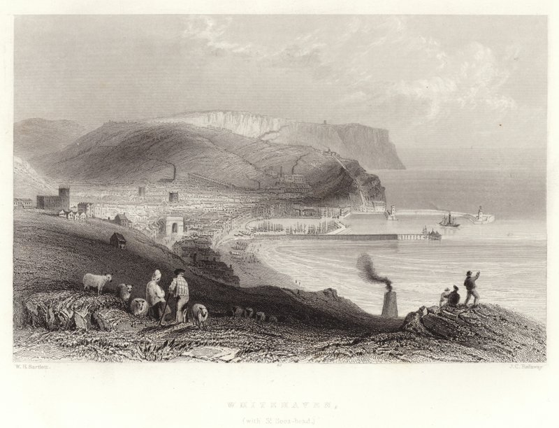 Whitehaven, (St Bees-headin kanssa) tekijältä William Henry Bartlett