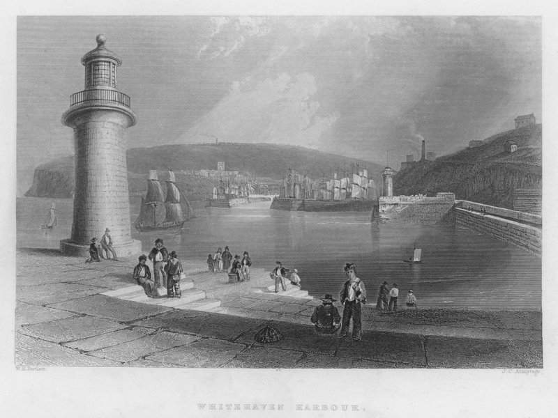 Whitehaven Harbour (kaiverrus) tekijältä William Henry Bartlett