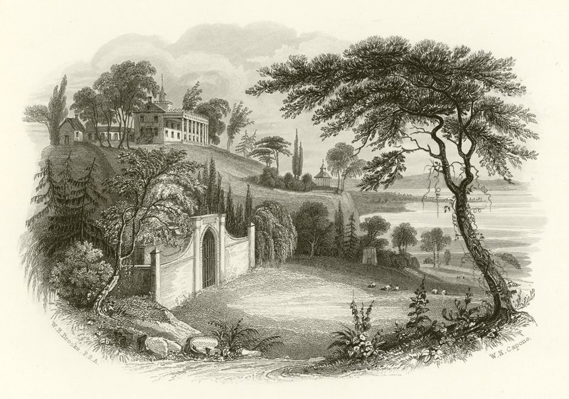 Washingtonin asuinpaikka ja hauta, Mount Vernon, Potomac-joen varrella. tekijältä William Henry Brooke
