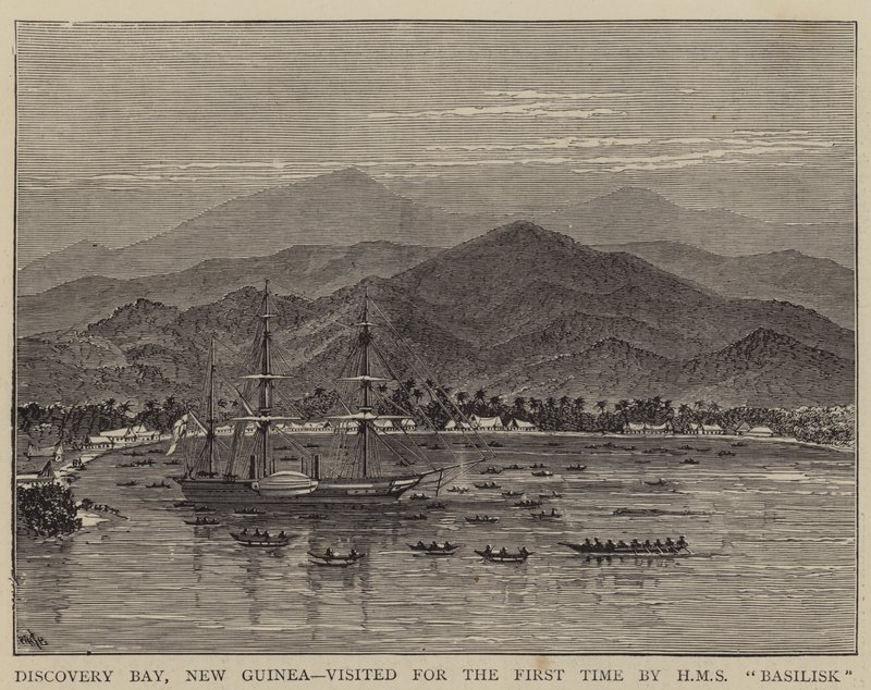 Discovery Bay, Uusi-Guinea, jossa HMS Basilisk vieraili ensimmäistä kertaa tekijältä William Henry James Boot