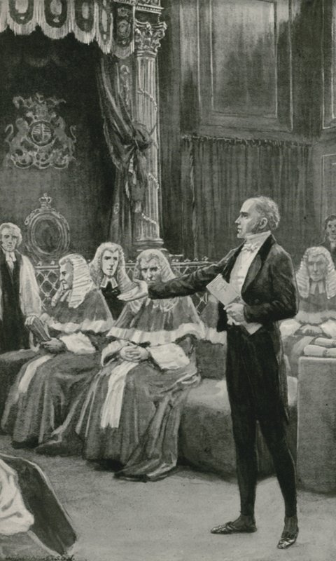 Jaarli Grey vetoaa piispainkokoukseen uudistuslakiehdotuksen hyväksymiseksi tekijältä William Henry Margetson