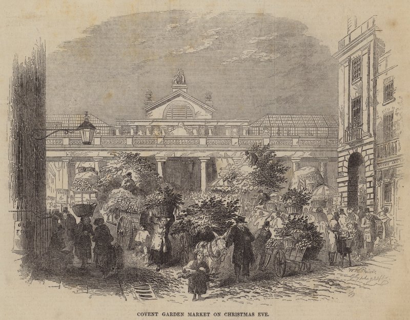 Covent Gardenin markkinat jouluaattona tekijältä William Henry Pike