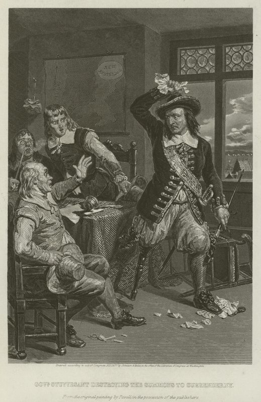 Kuvernööri Stuyvesant tuhosi kutsun luovuttaa New York, 1664 tekijältä William Henry Powell