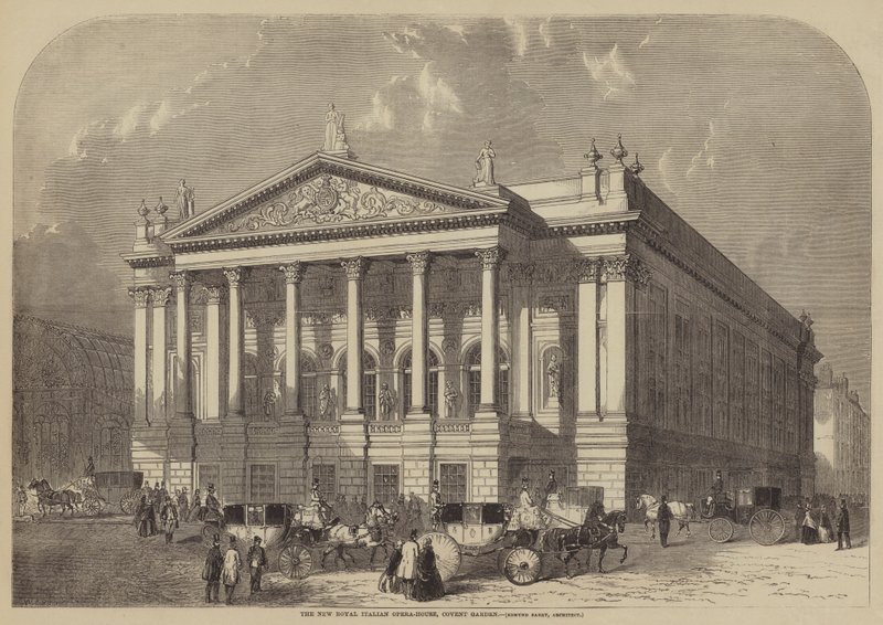 Uusi kuninkaallinen Italian oopperatalo, Covent Garden, Edmund Barry, arkkitehti tekijältä William Henry Prior