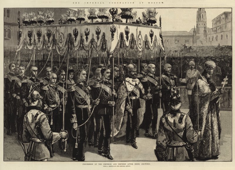 Keisarin ja keisarinnan prosessi (kaiverrus) tekijältä William Heysham (after) Overend