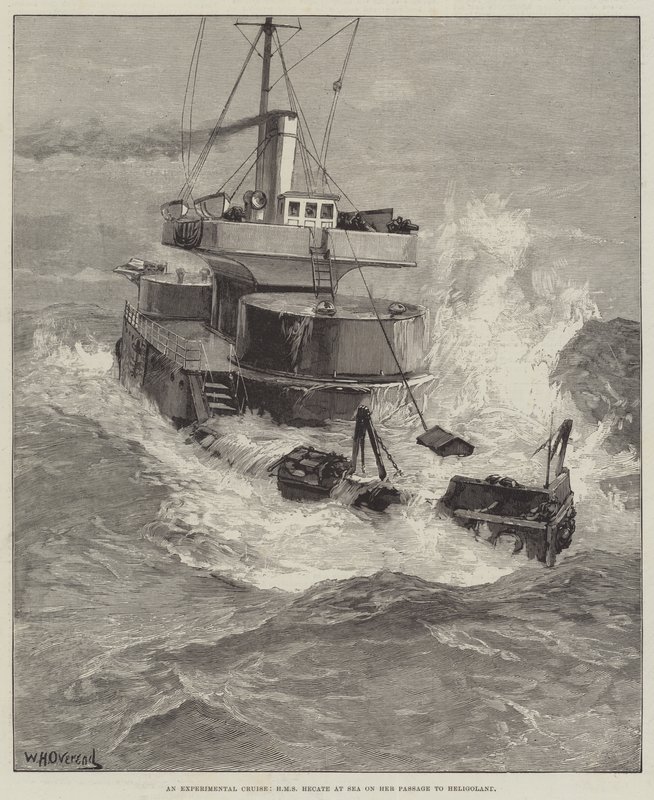 Kokeellinen risteily, HMS Hecate merellä matkallaan Helgolandiin tekijältä William Heysham Overend